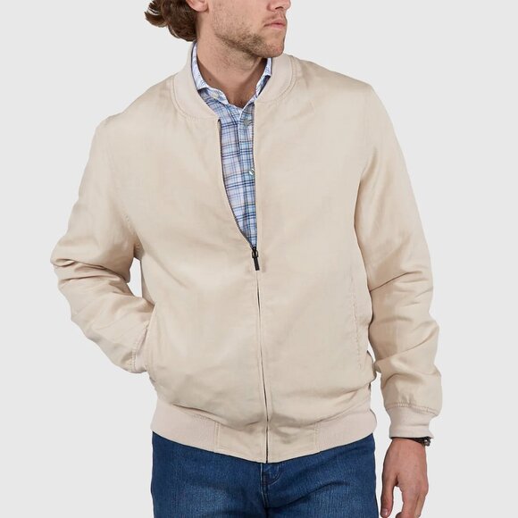 NWT Westport Black Summer Linen Blend Blouson Jacket in Stone size L Tall Casual - Picture 1 of 12